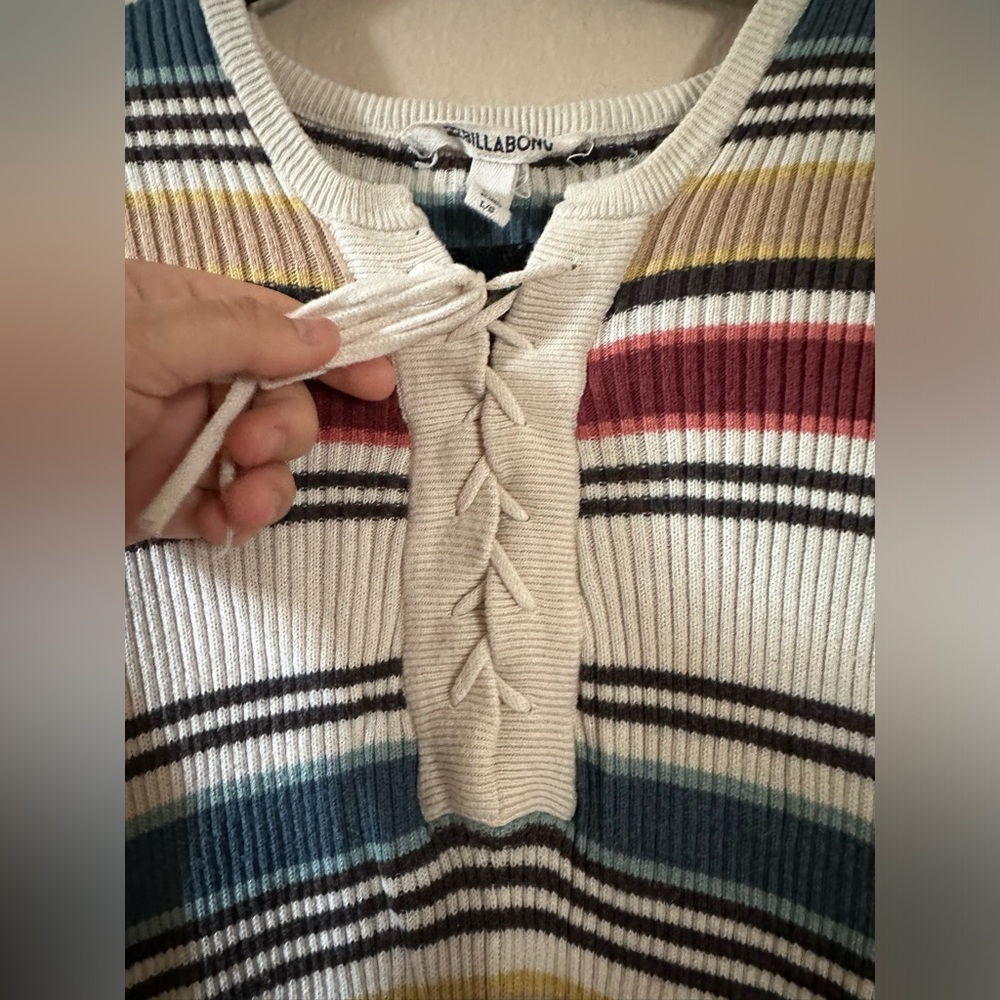 Billabong Retro Stripe Lace Up Top L